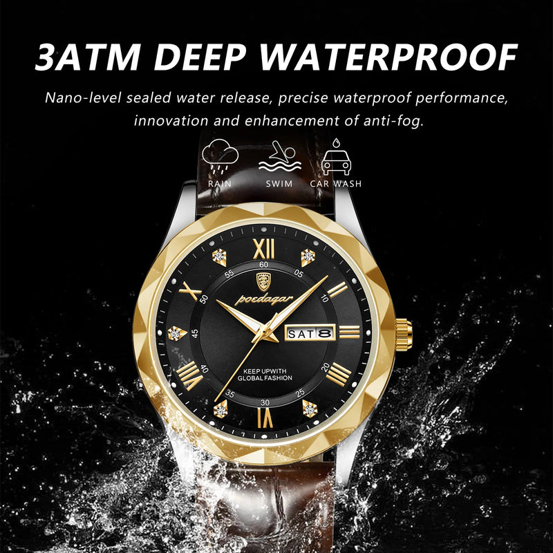 Poedagar Leather Watch. Water Proof