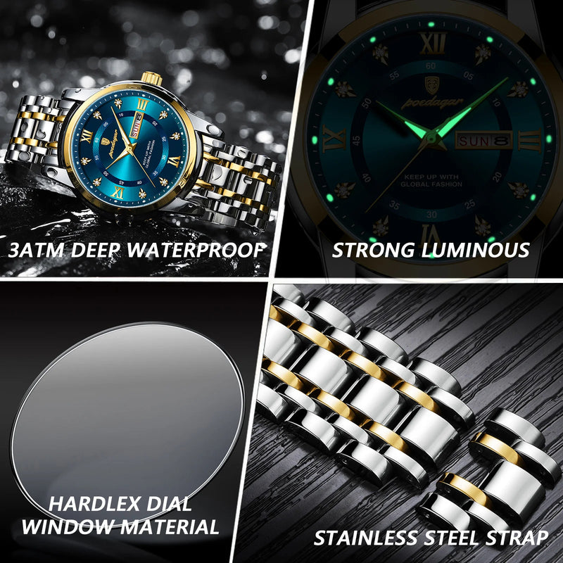 Poedagar Luxury Stainless Steel Men's Watch