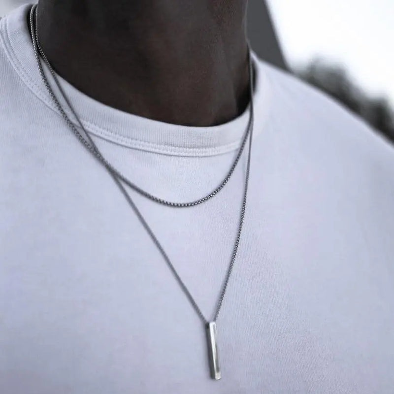 Stainless Steel Necklace, Geometric Pendant
