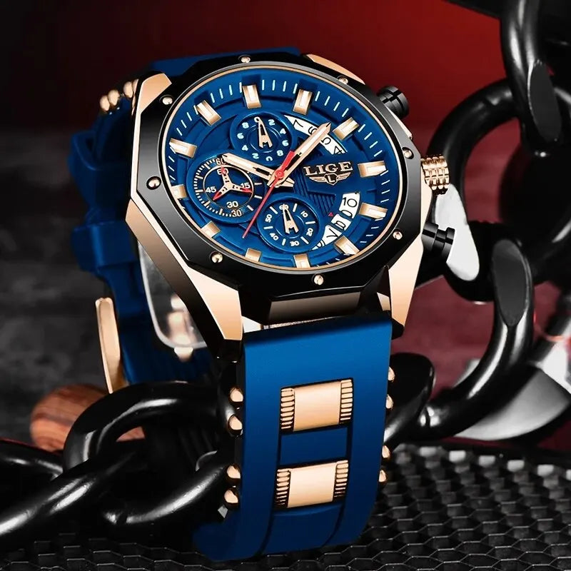 Lige Men's Luxury Silicone Watch
