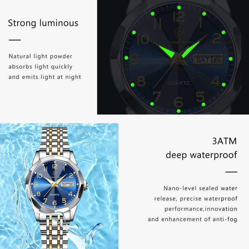 Poedagar Women's Luxury Watch, Luminous Waterproof
